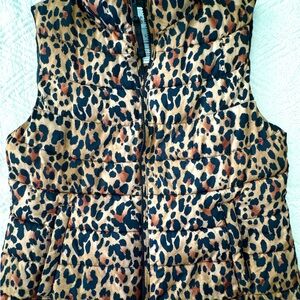 GAP Leopard Print Puffer Vest